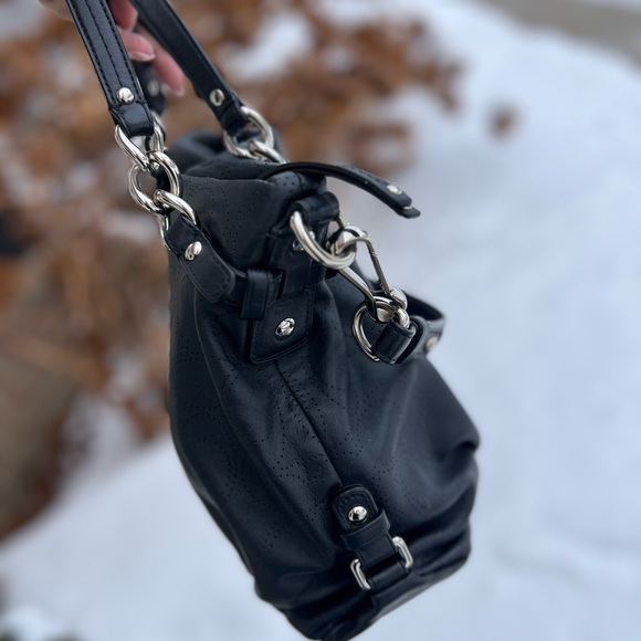 Coach Brooke Black Leather Convertible Bag w/ Perforated C 🖤 - Picture 6 of 10